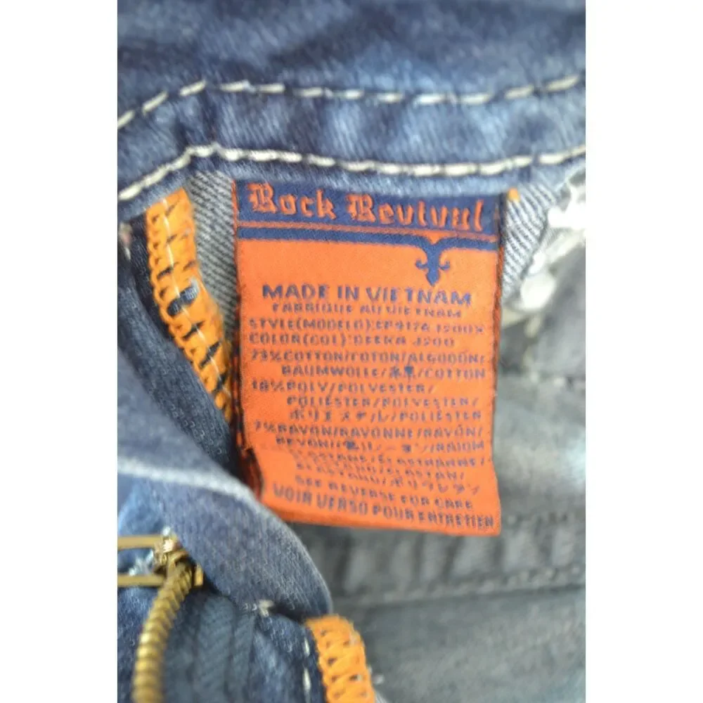 Rock Revival Women's 26 Long Deeka Straight Leg Embellished Stretch Jeans